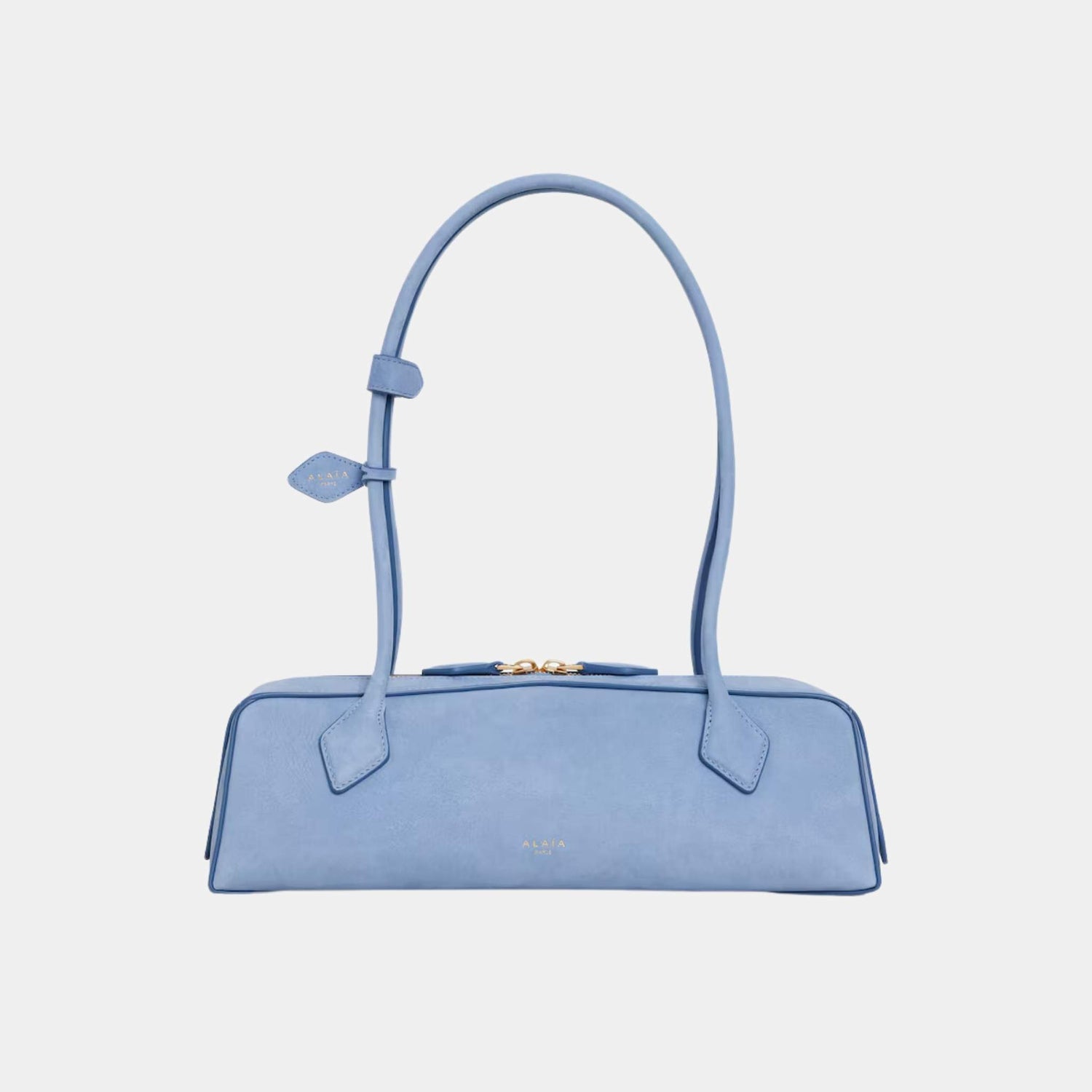 Alaia Le Teckel Medium Bag In Nubuck Calfskin, Sky Blue, Front View