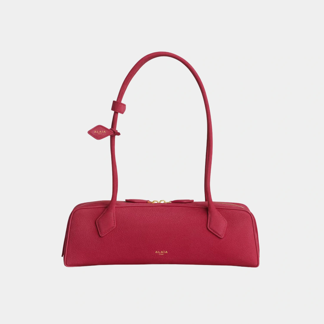 Alaia Le Teckel Medium Bag In Nubuck, Framboise, Front