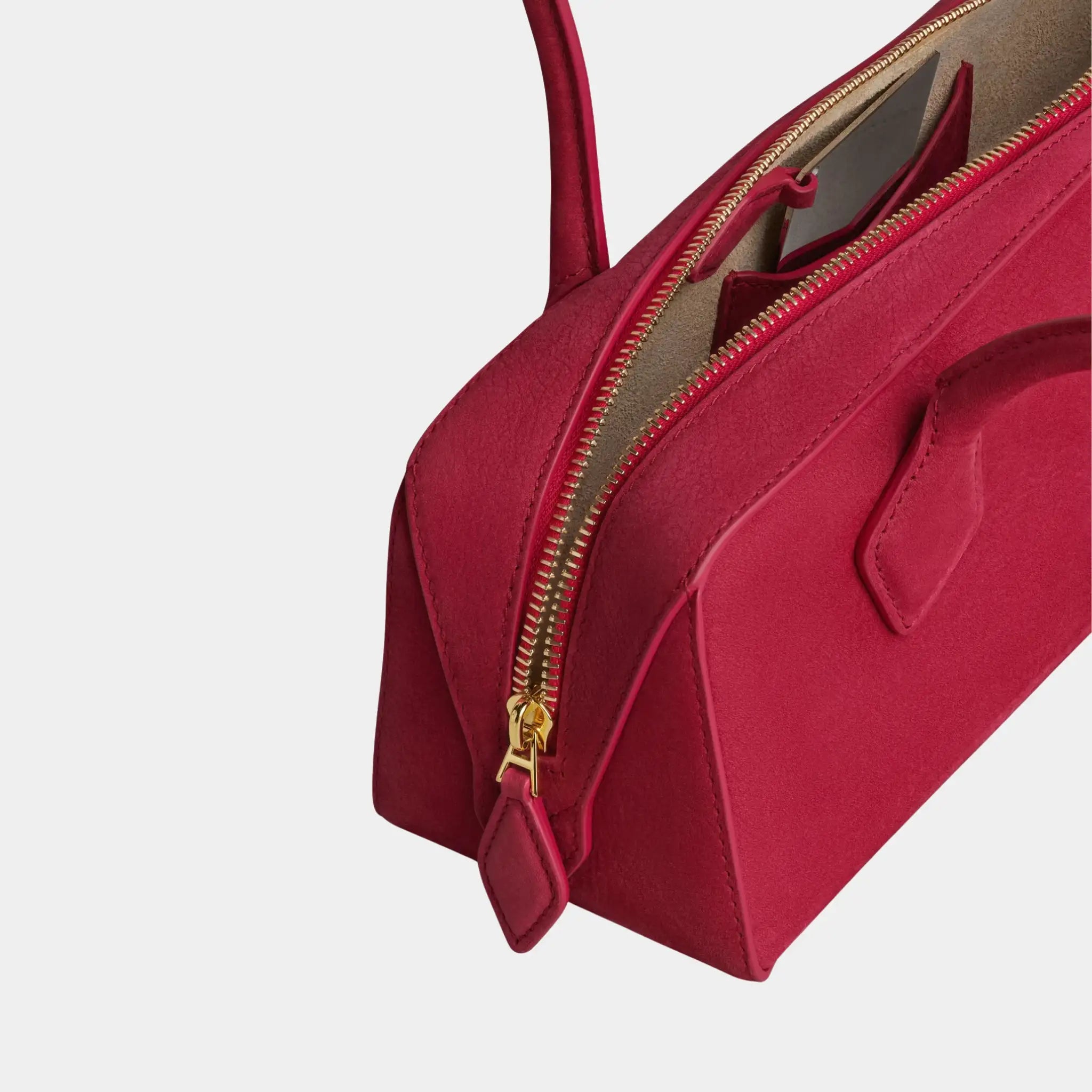 Alaia Le Teckel Medium Bag In Nubuck, Framboise, Inside