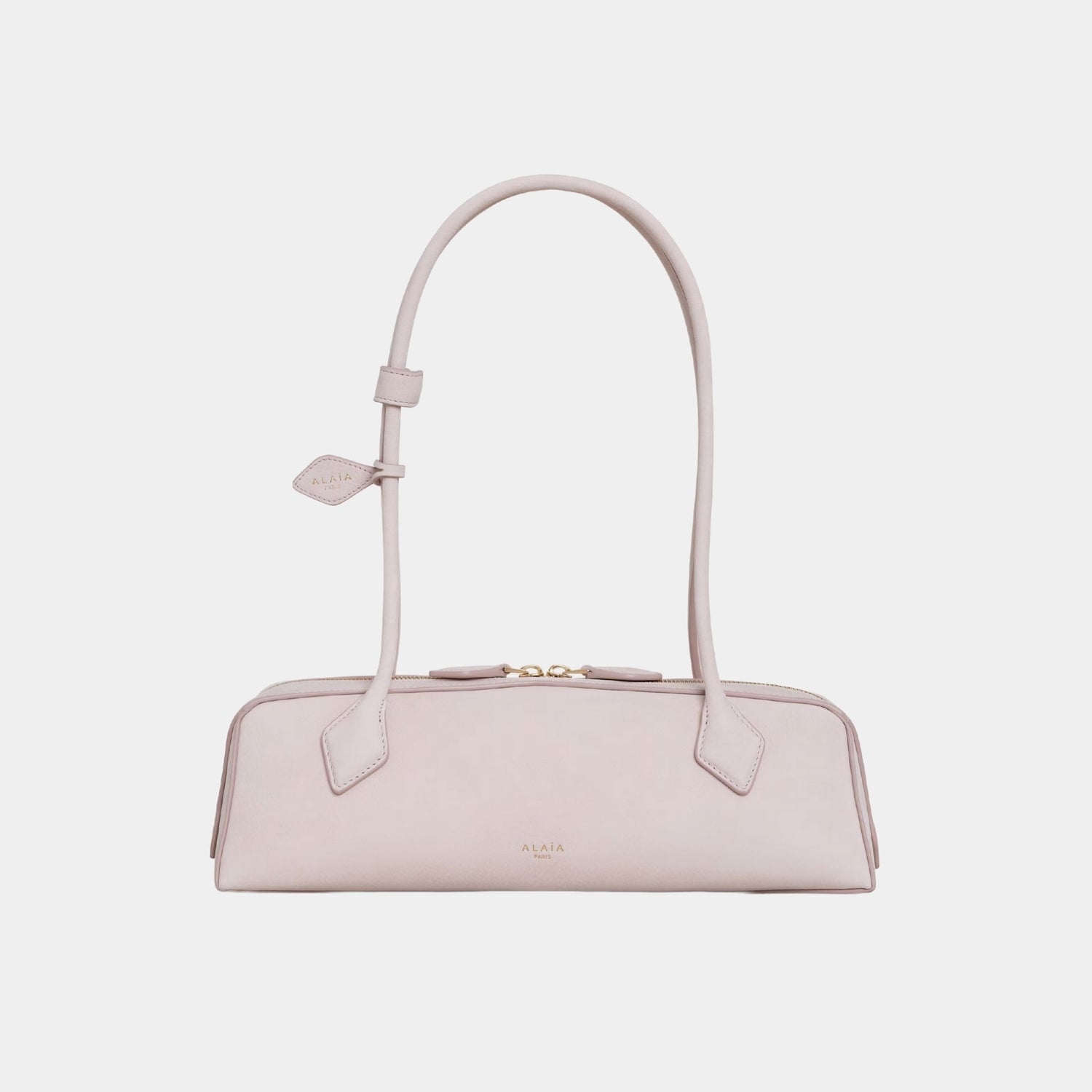 Alaia Le Teckel Medium Bag in Nubuk Calfskin, Beige Powder, Front