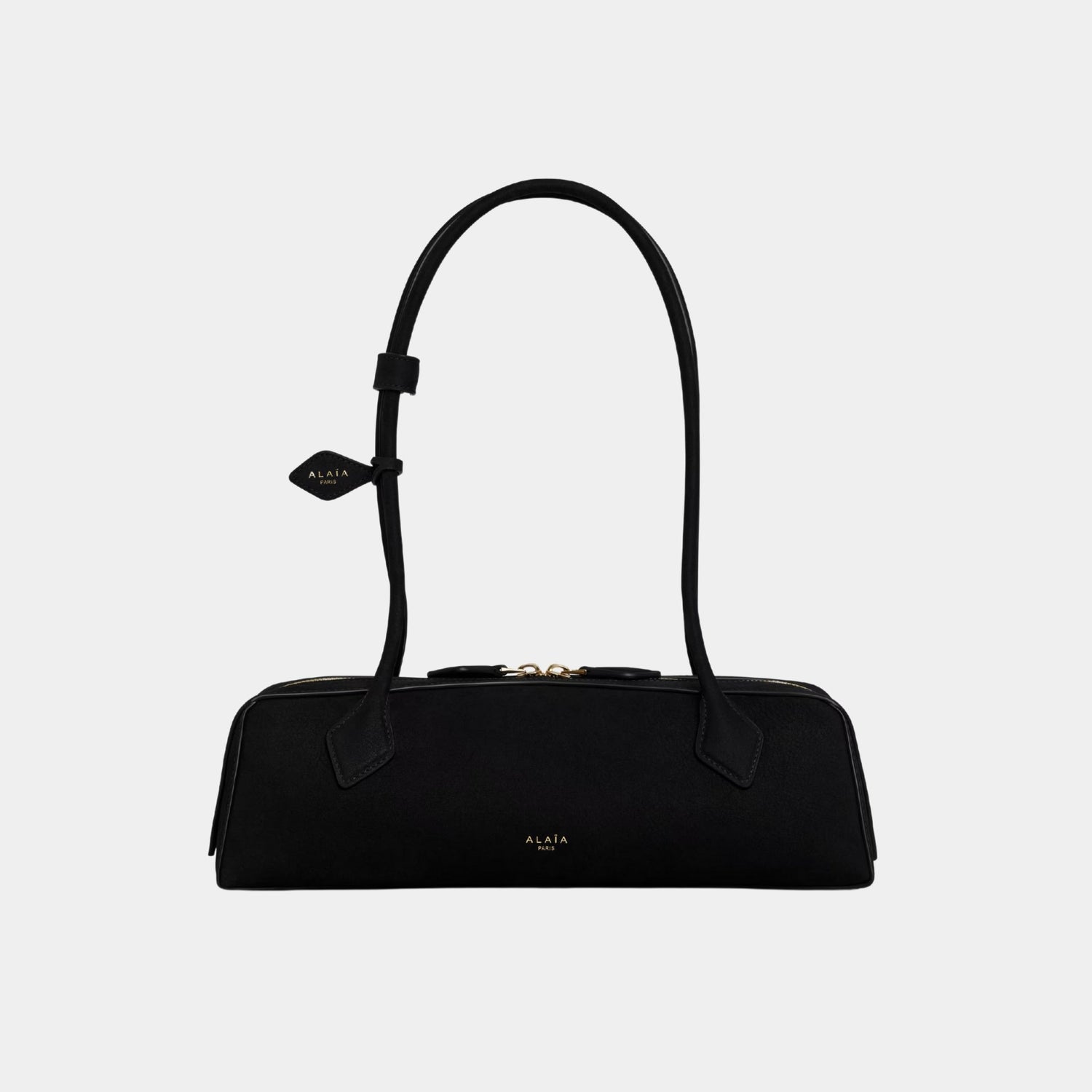 Alaia Le Teckel Medium Bag in Nubuk Calfskin, Black Gold, Front