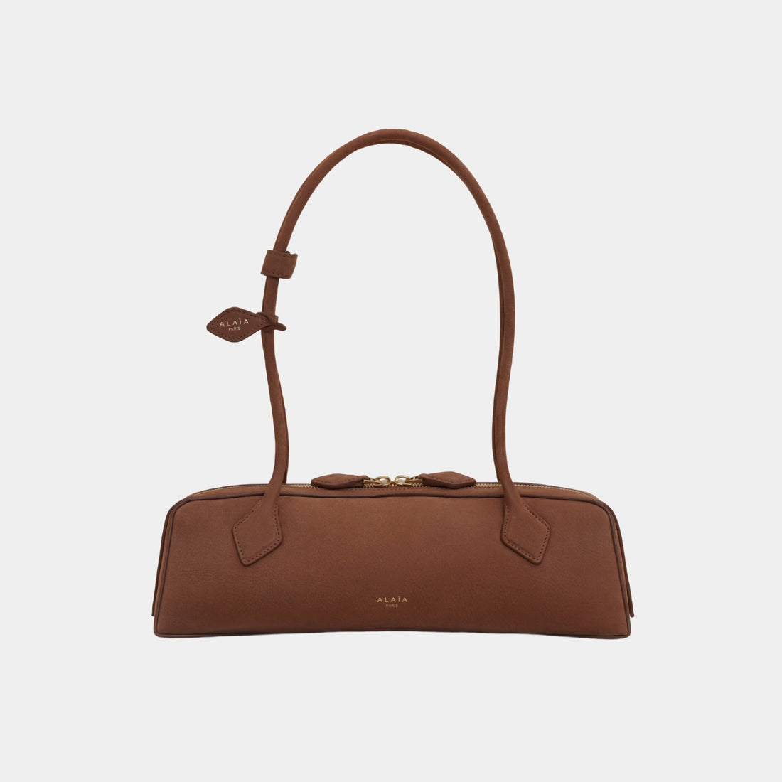 Alaia Le Teckel Medium Bag in Nubuk Calfskin, Brown, Front