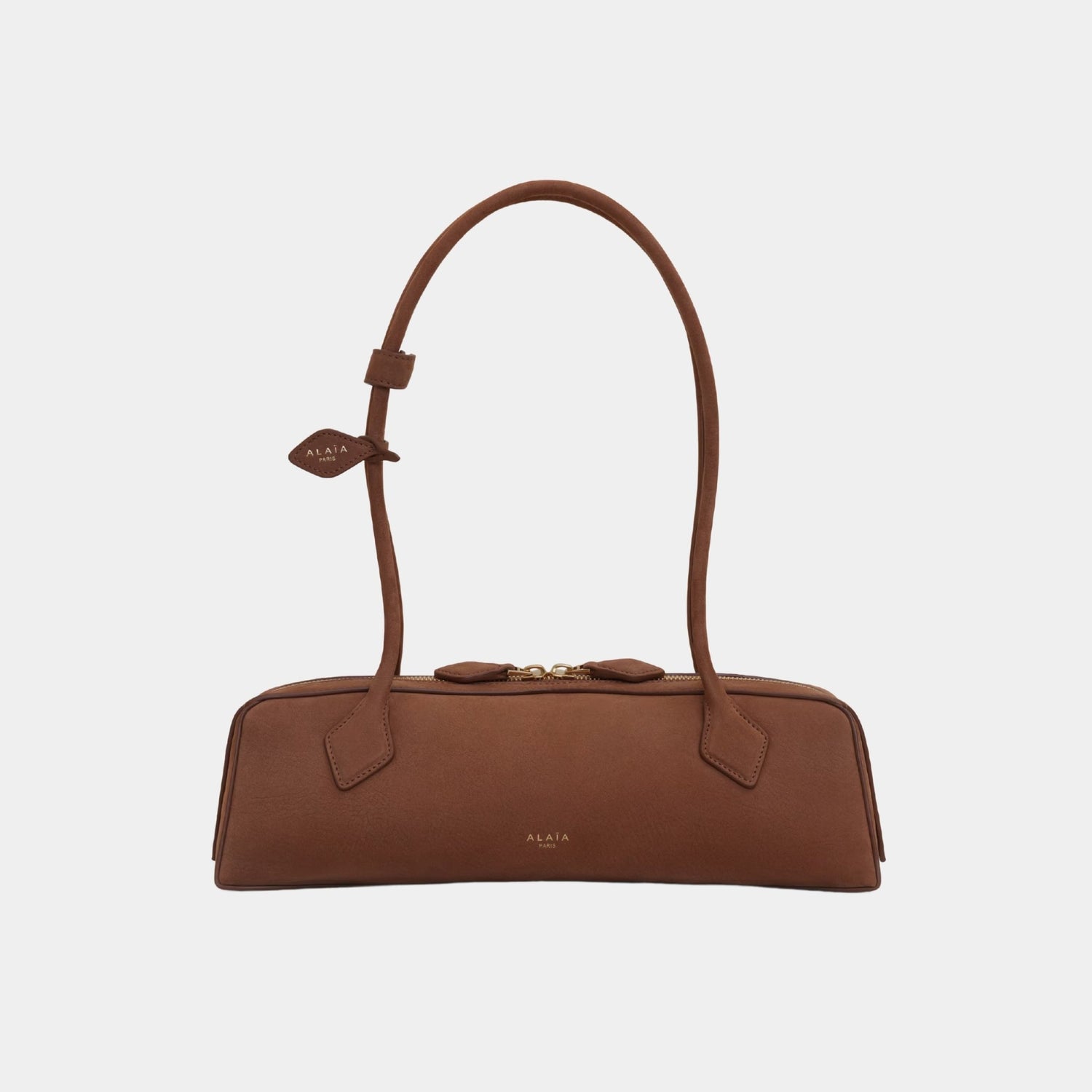 Alaia Le Teckel Medium Bag in Nubuk Calfskin, Brown, Front