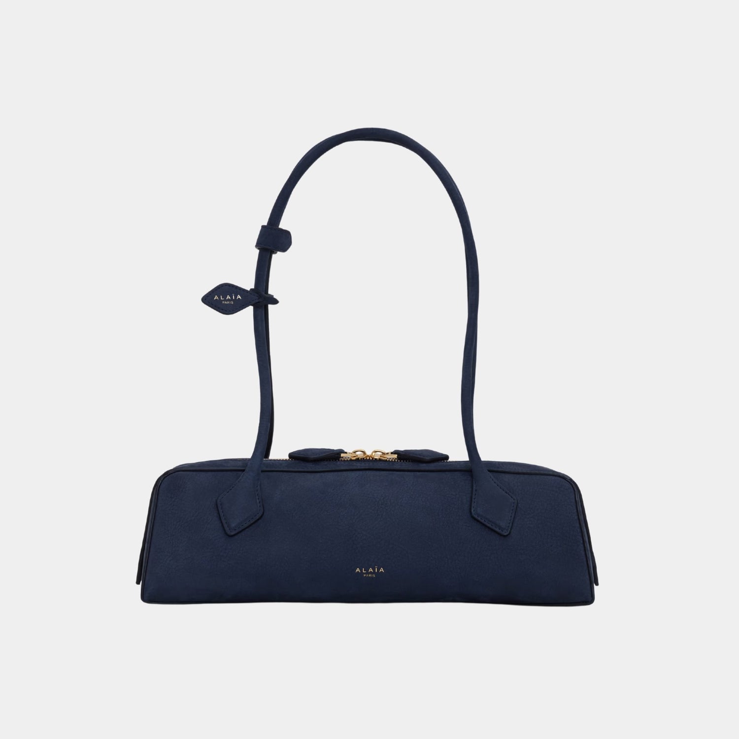 Alaia Le Teckel Medium Bag in Nubuk Calfskin, Dark Blue, Front