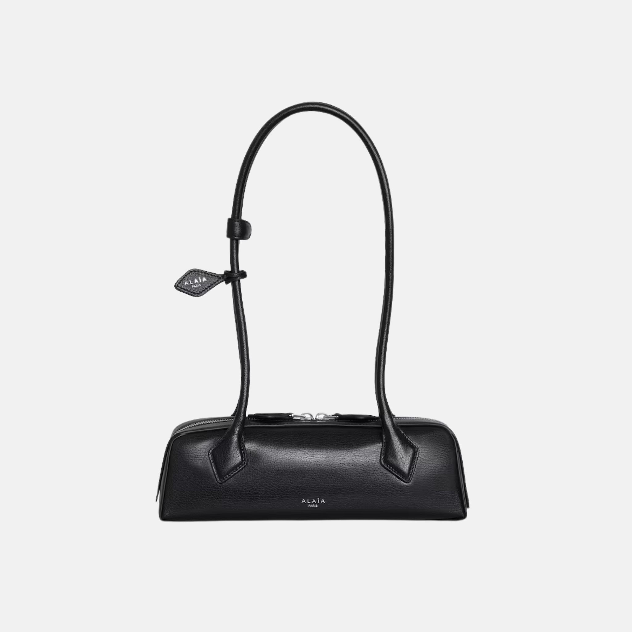 Alaïa Le Teckel Small Bag In Goatskin, Black, Front