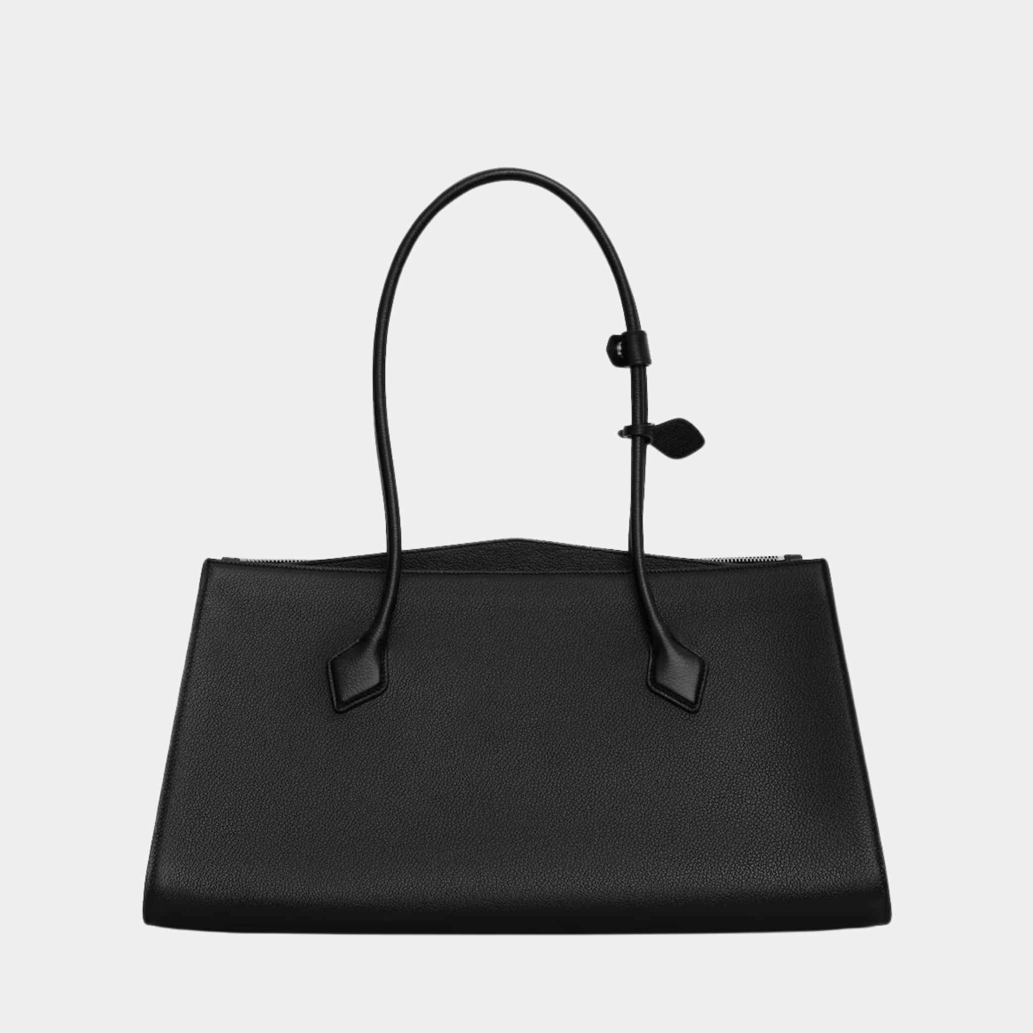 Alaia Le Teckel Tote Bag In Shiny Grained Calfskin, Black, Back View