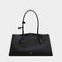 Alaia Le Teckel Tote Bag In Shiny Grained Calfskin, Black, Front View