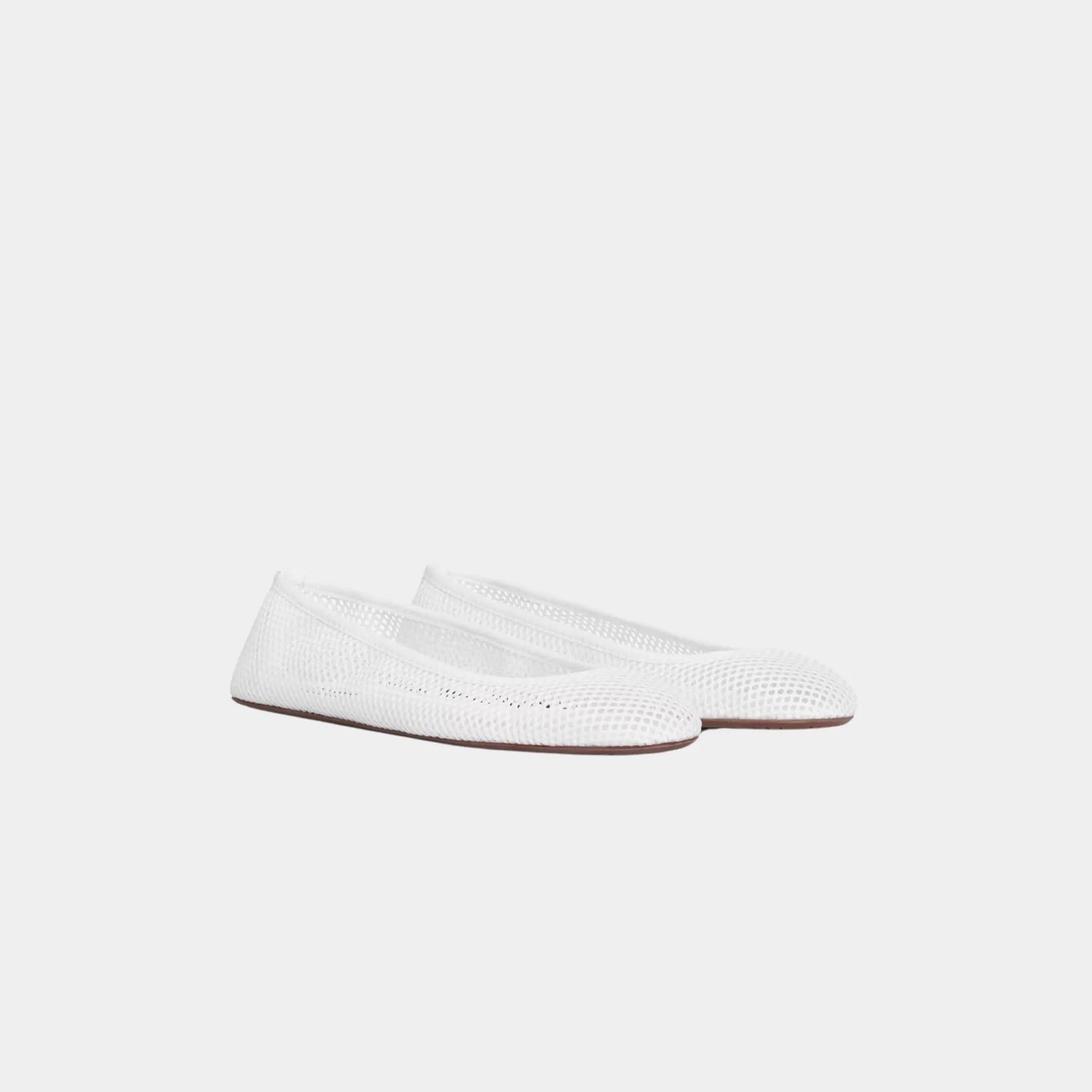 Alaia Low Vamp Ballet Flats in Fishnet, White, Front