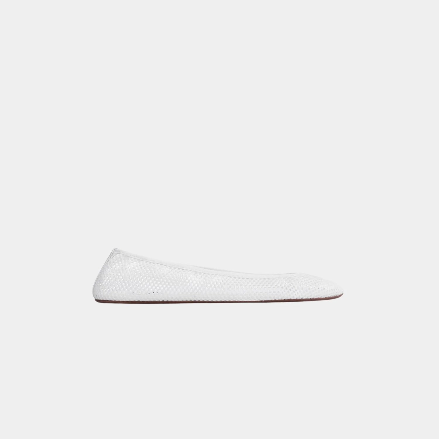 Alaia Low Vamp Ballet Flats in Fishnet, White, Side