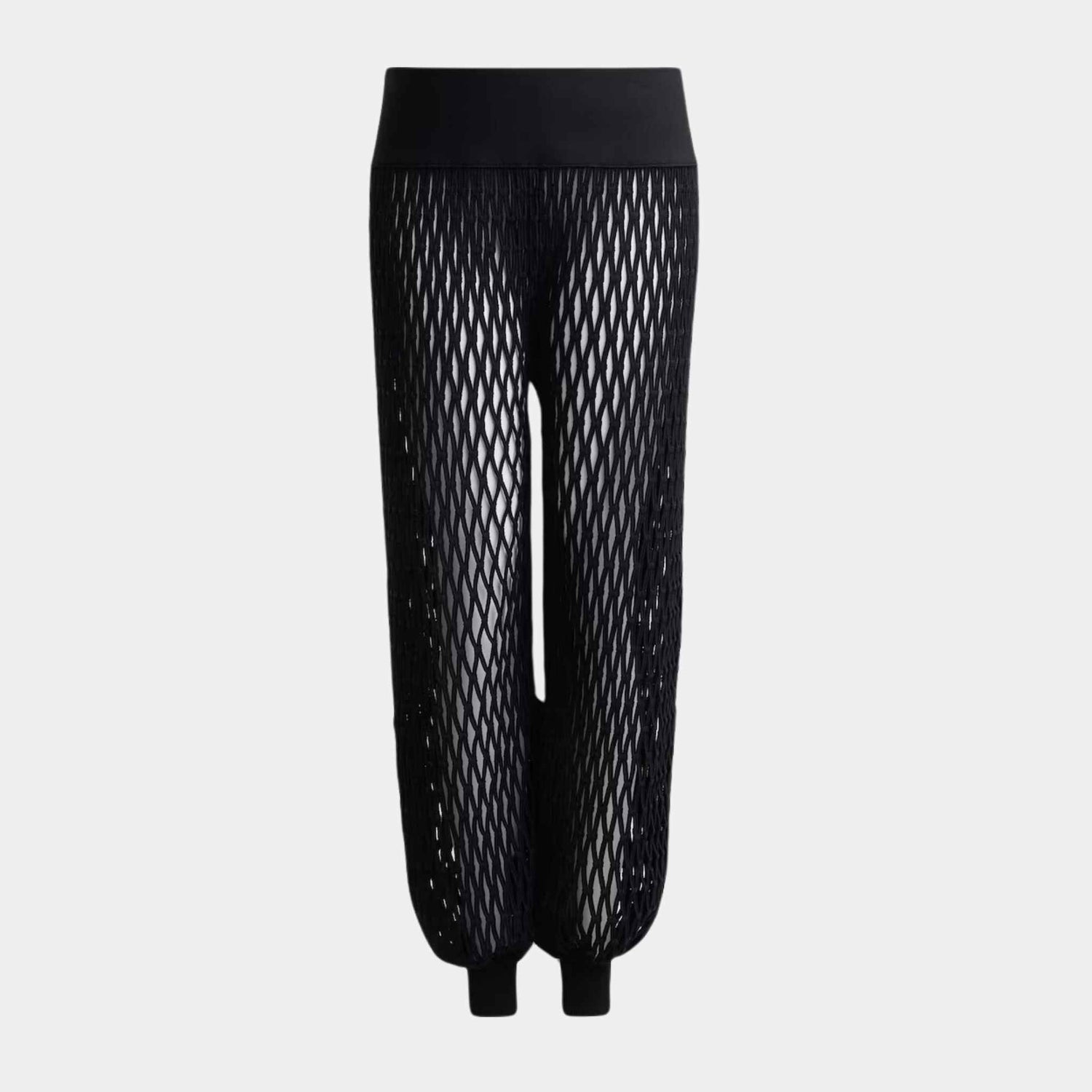 Alaia Macrame Knit Pants, Black, Front View