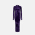 Alaia Maxi Bodycon Dress In Shiny Velvet Knit, Purple