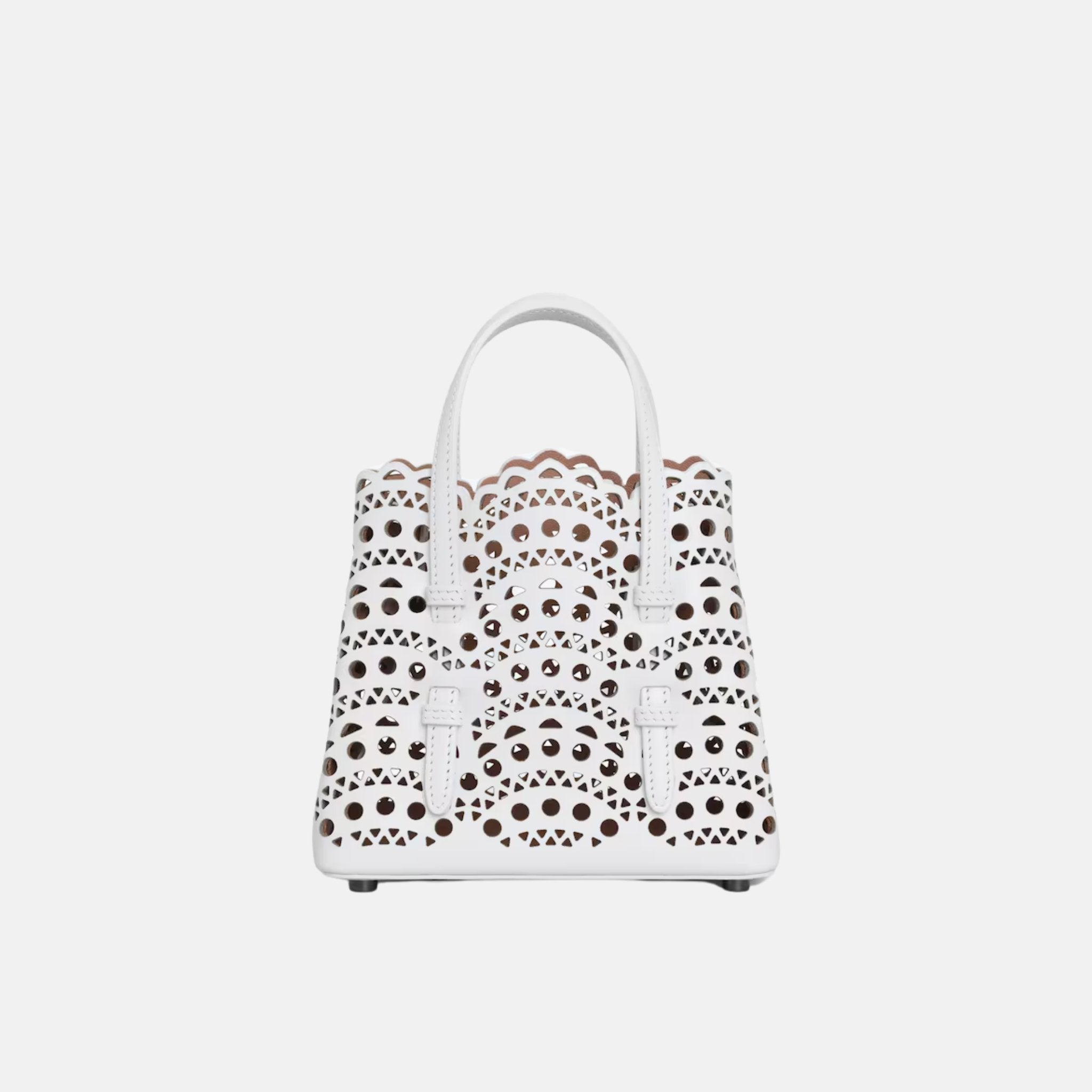 Alaia Mina 16 Bag In Vienne Wave Calfskin, White, Front