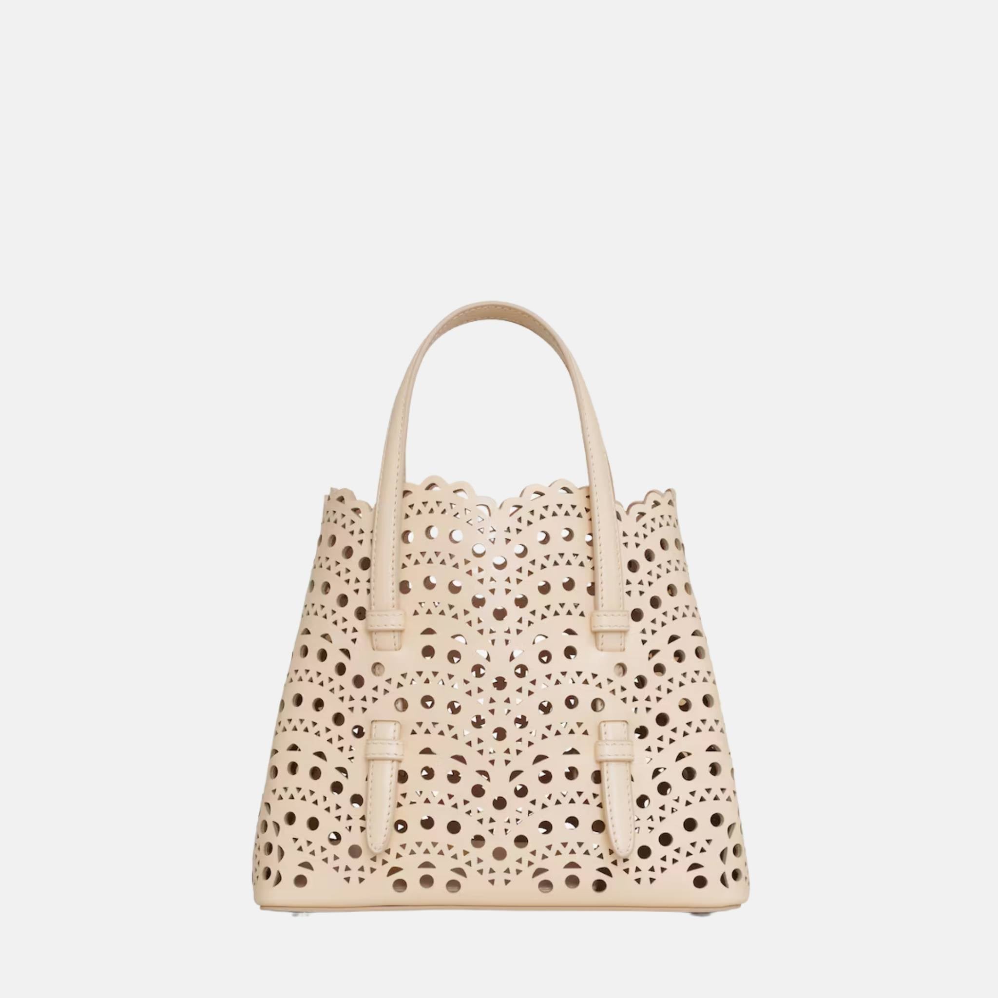 Alaïa Mina 20 Bag In Vienne Wave Calfskin, Dune, Front