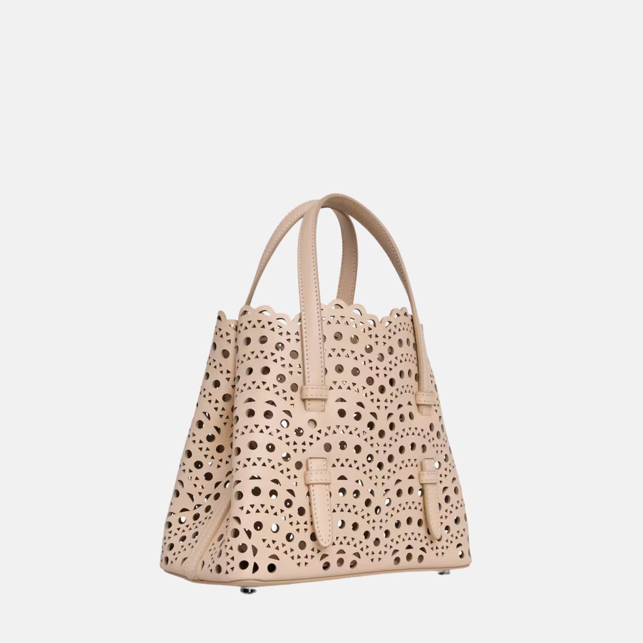 Alaïa Mina 20 Bag In Vienne Wave Calfskin, Nude, Side