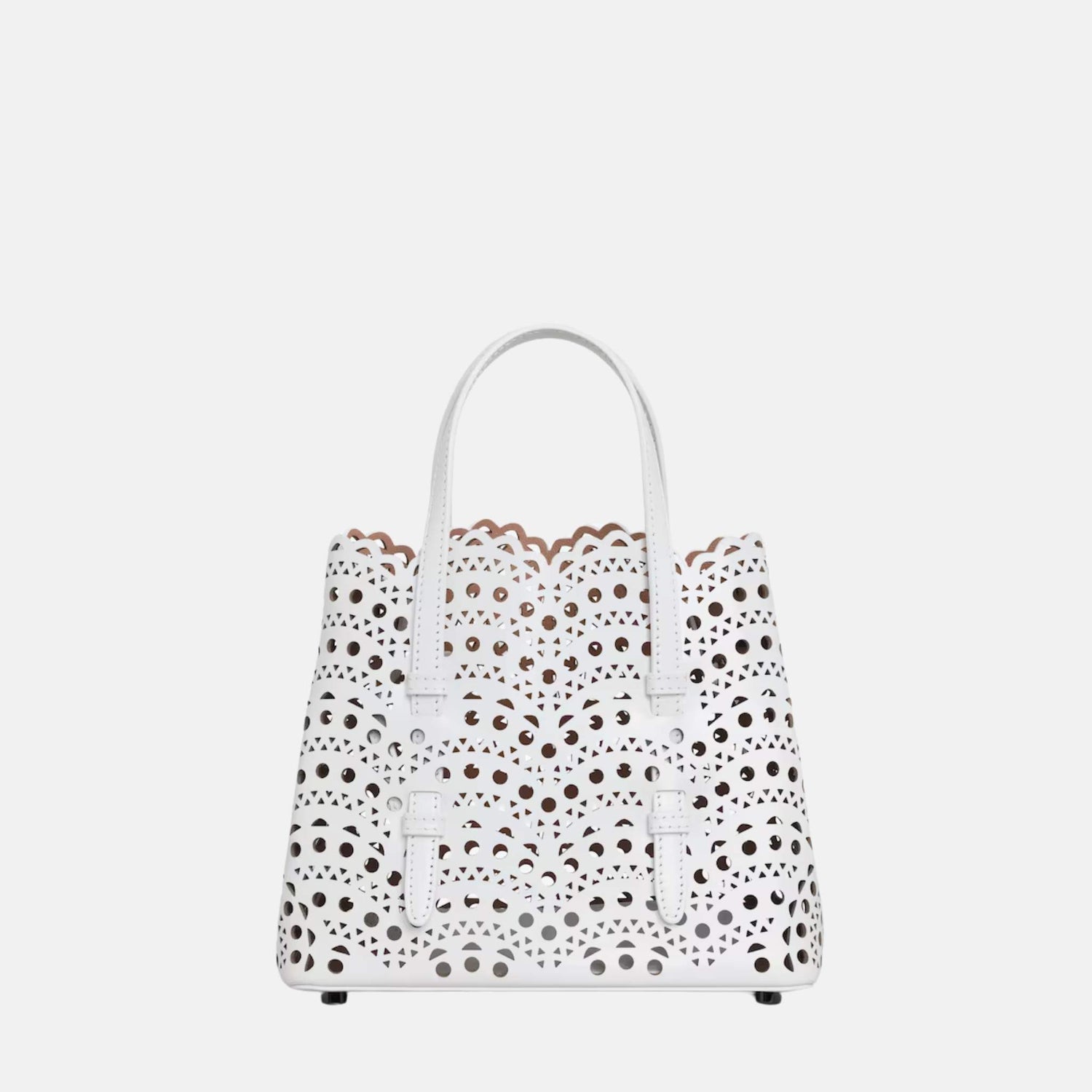 Alaïa Mina 20 Bag In Vienne Wave Calfskin, White, Front