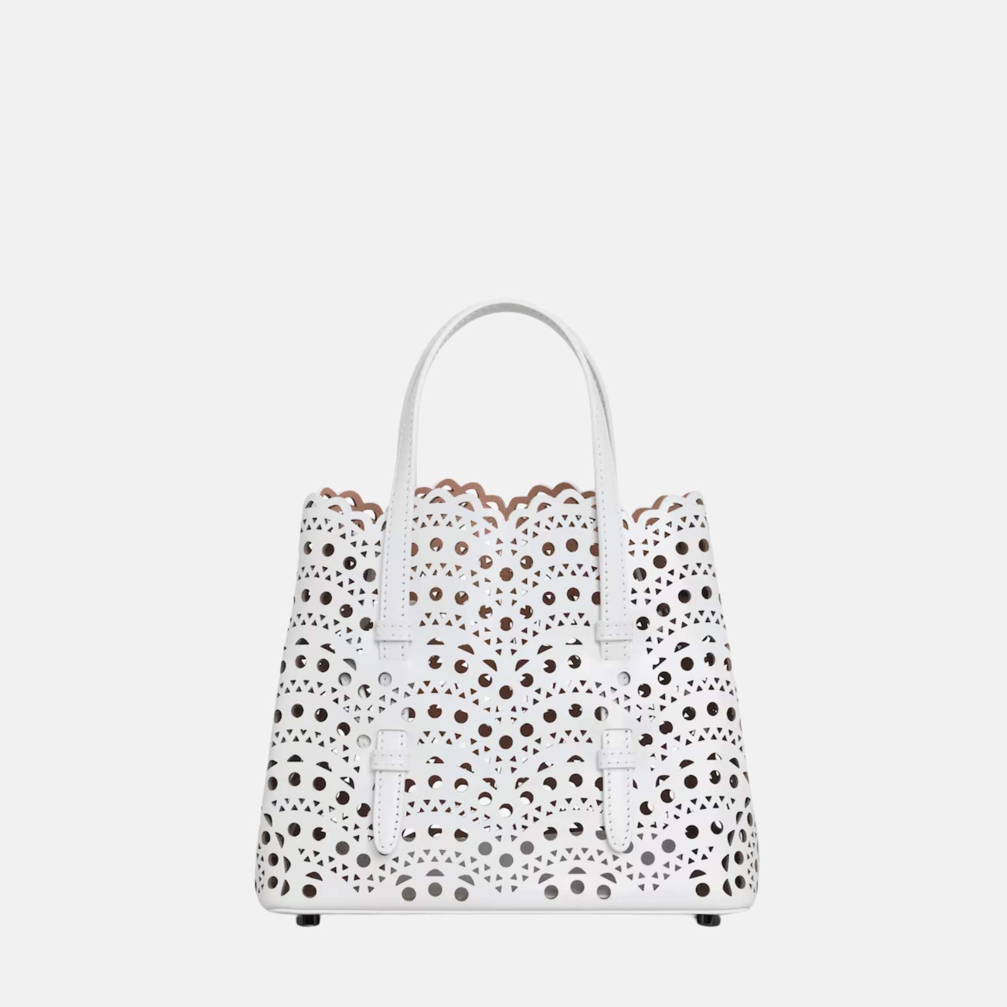 Alaïa Mina 20 Bag In Vienne Wave Calfskin, White, Front