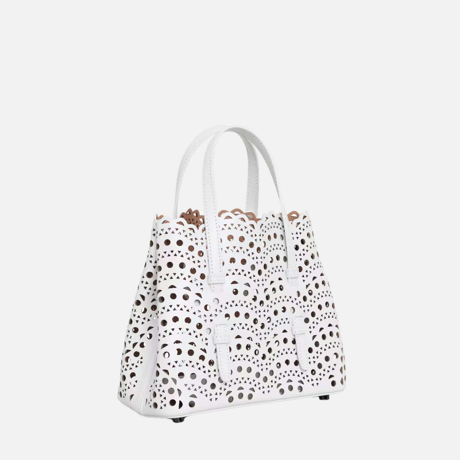 Alaïa Mina 20 Bag In Vienne Wave Calfskin, White, Side