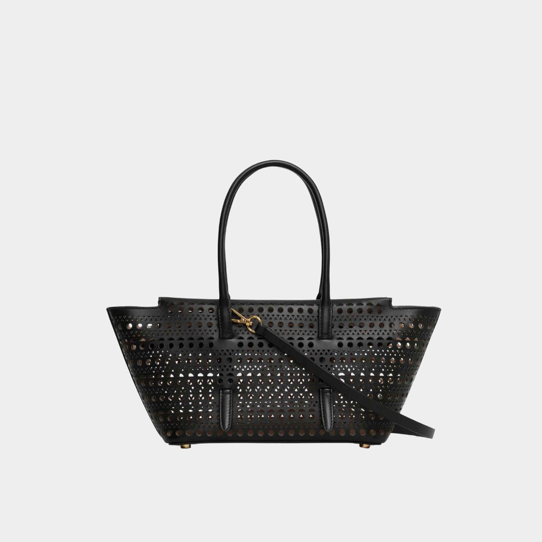 Alaia Neo Mina 20 Bag In Vienne Calfskin, Black, Front