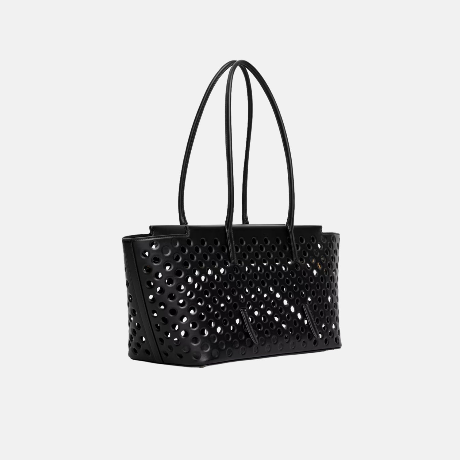 Alaia Neo Mina 32 Bag In Perforated Calfskin, Black, Side