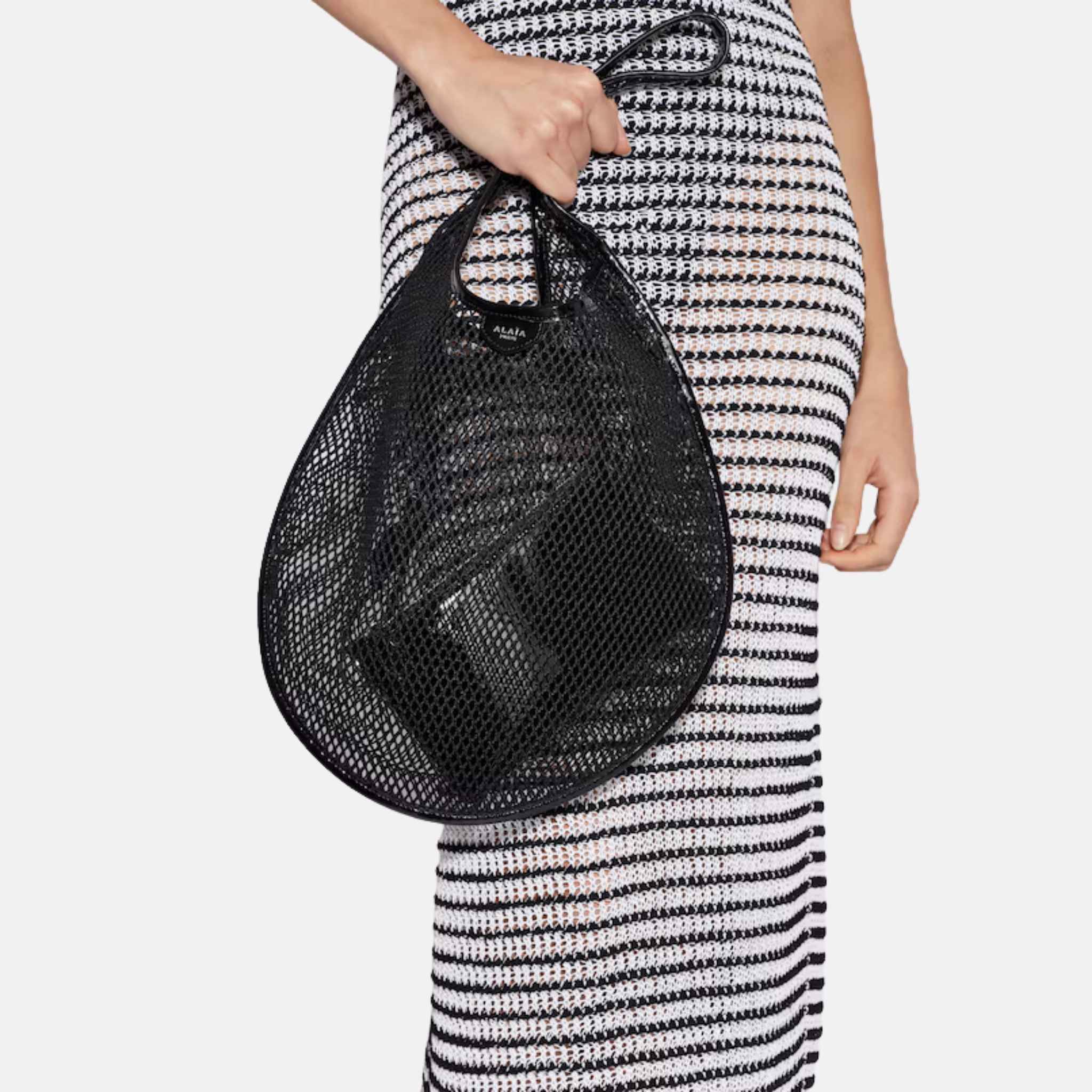 Alaia One Piece Medium Bag In Fishnet, Model