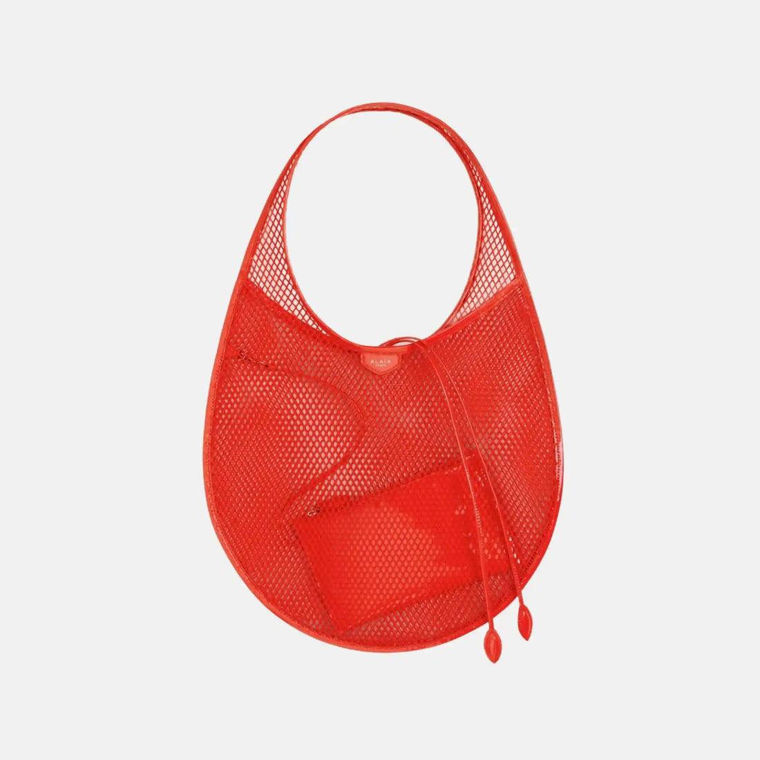Alaia One Piece Medium Bag In Fishnet, Orange, Front