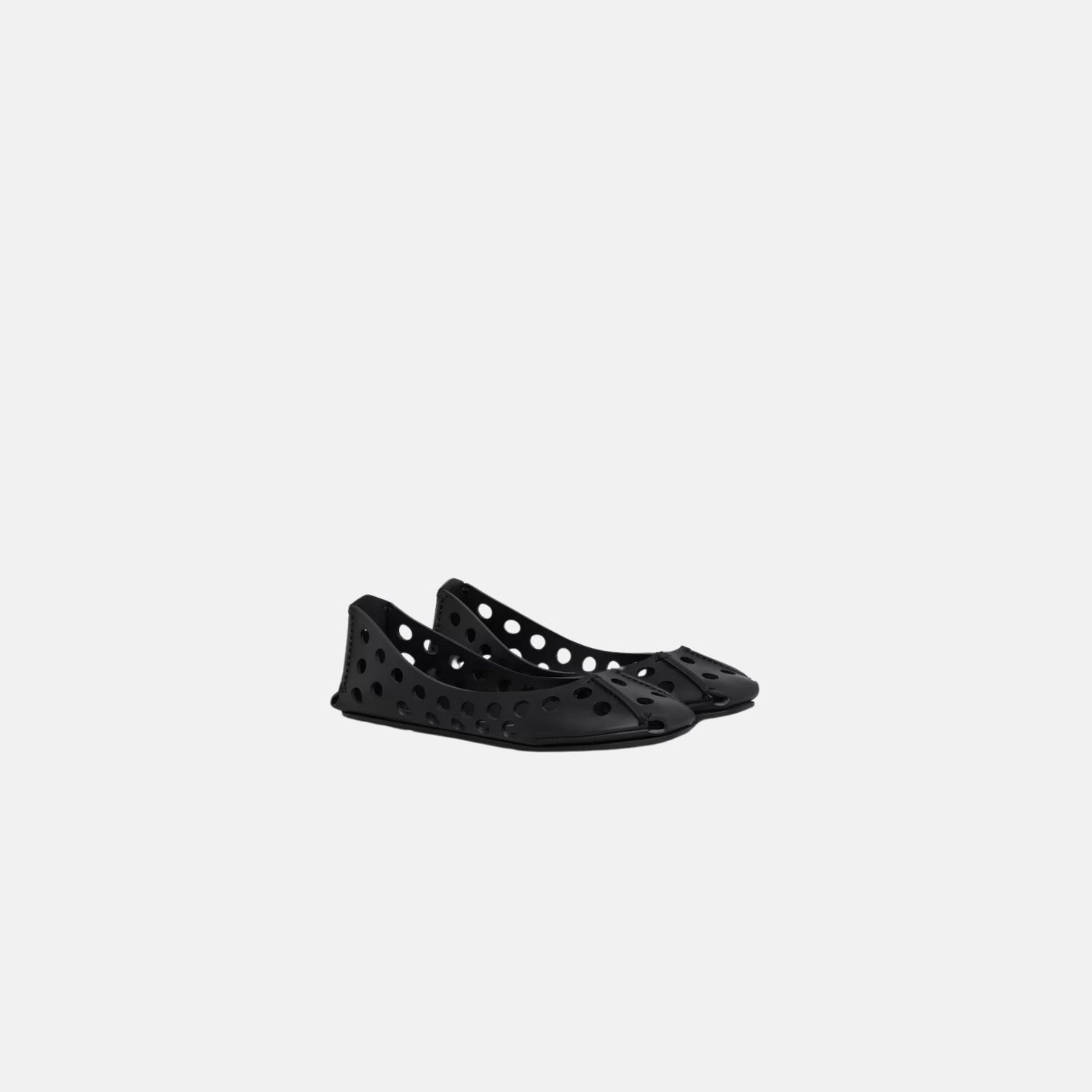 Alaia Perfo Ballet Flats In Perforated Leather, Black, Front