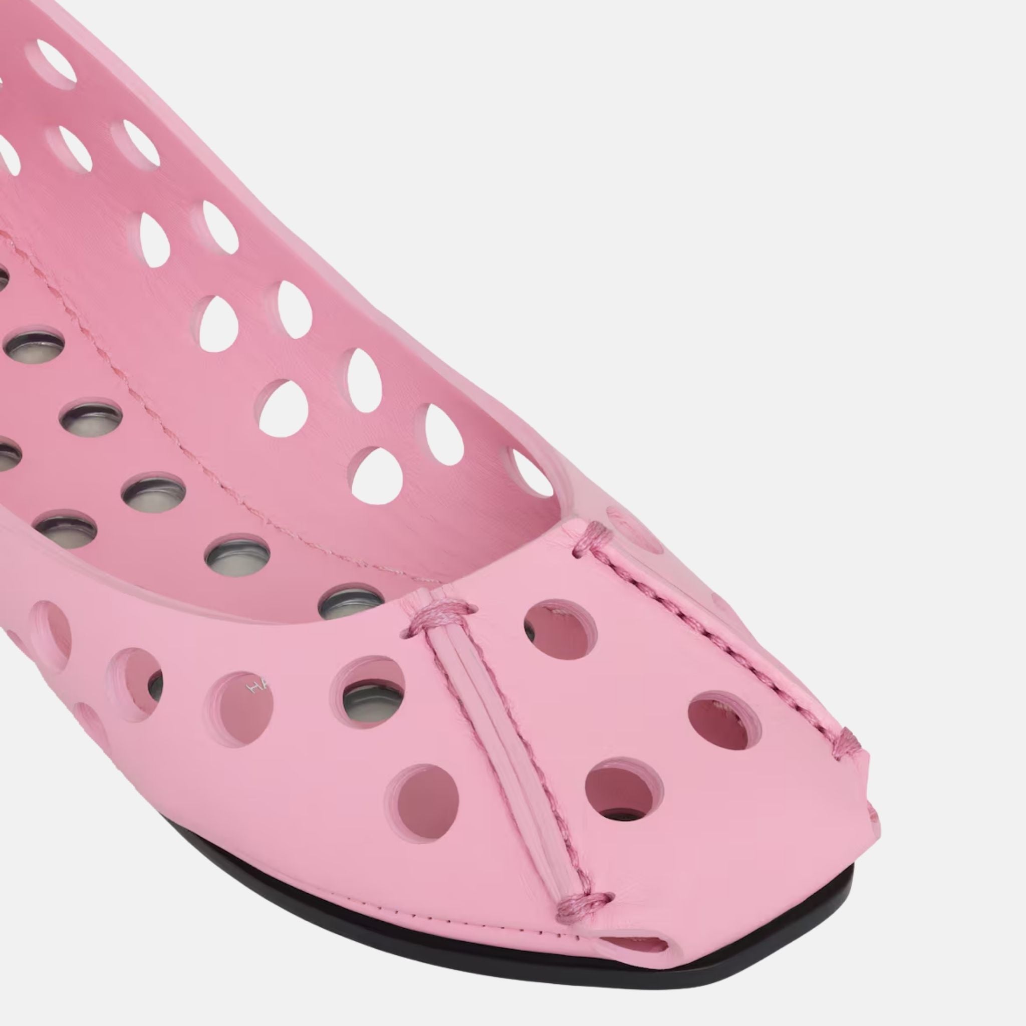 Alaia Perfo Ballet Flats In Perforated Leather, Candy, Close