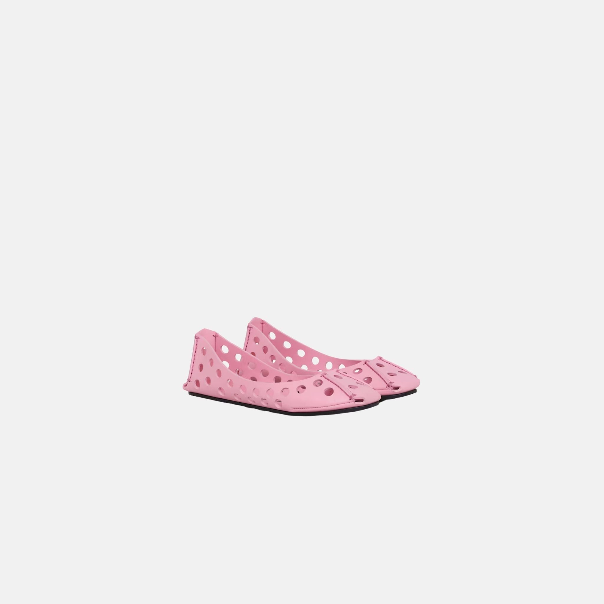 Alaia Perfo Ballet Flats In Perforated Leather, Candy, Front