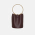 Alaia Ring Large Bucket Bag In Calfskin, Chocolate