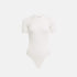 Alaia Short Sleeve Body In Sheer Wool Knit With Fine Open Lace Knit, White