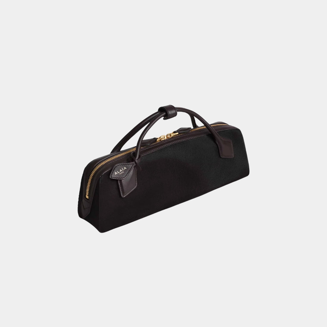 Alaia The Pony Leather Dachshund Clutch, Chocolate, Side