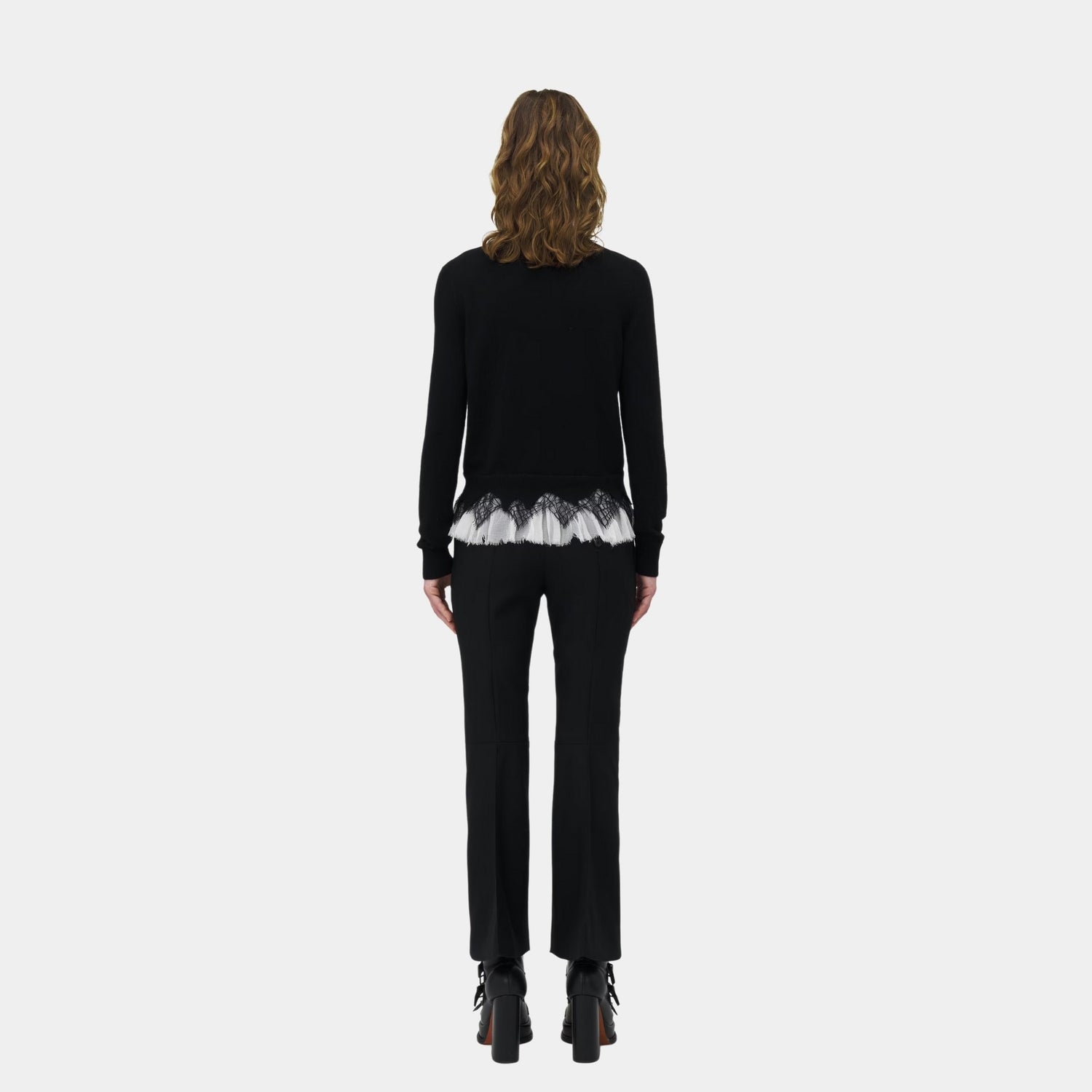 Alexander Mcqueen Cobweb Lace Jumper in Black Ivory, Model