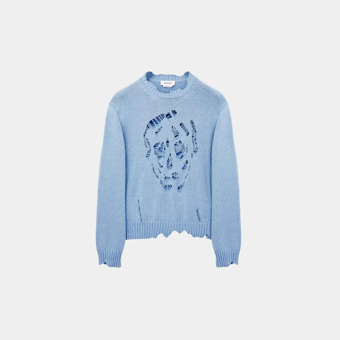 Alexander Mcqueen Distressed Skull Jumper, Shirt Blue, Front