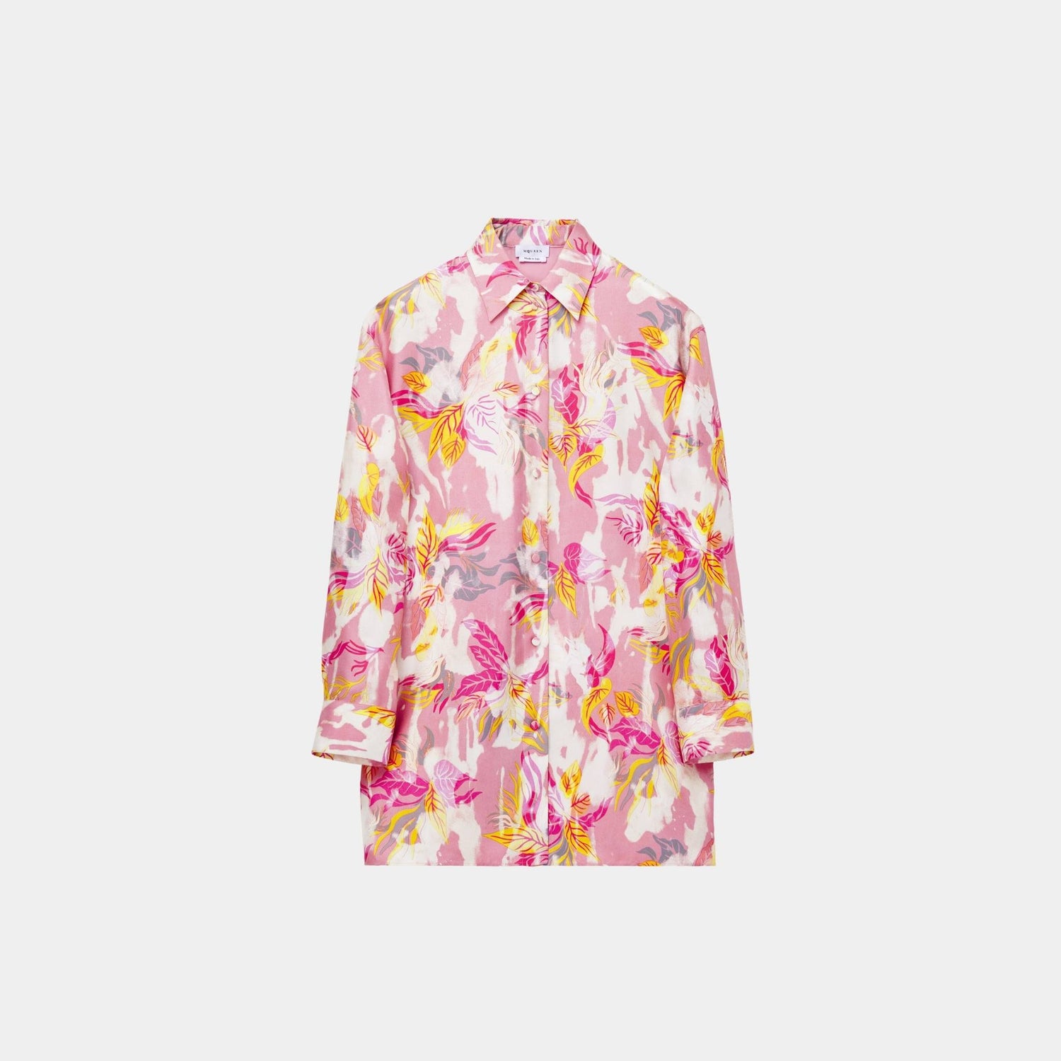 Alexander Mcqueen Floral Pyjama Shirt in Pale Pink, Front