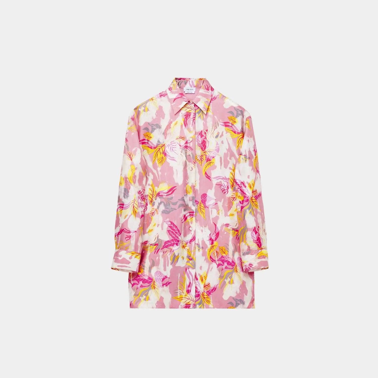 Alexander Mcqueen Floral Pyjama Shirt in Pale Pink, Front