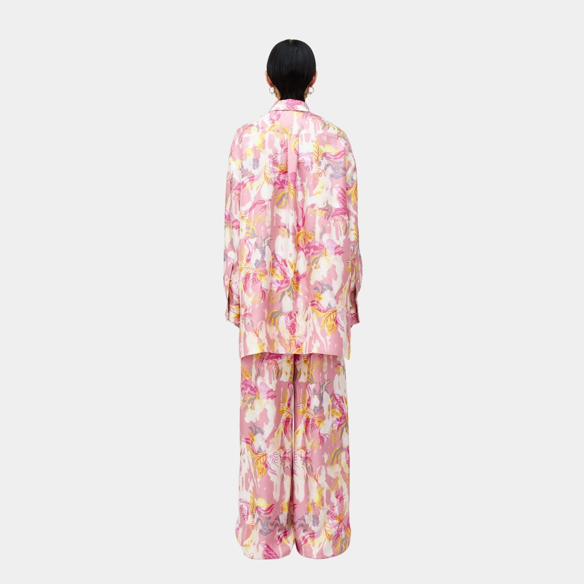 Alexander Mcqueen Floral Pyjama Shirt in Pale Pink, Model