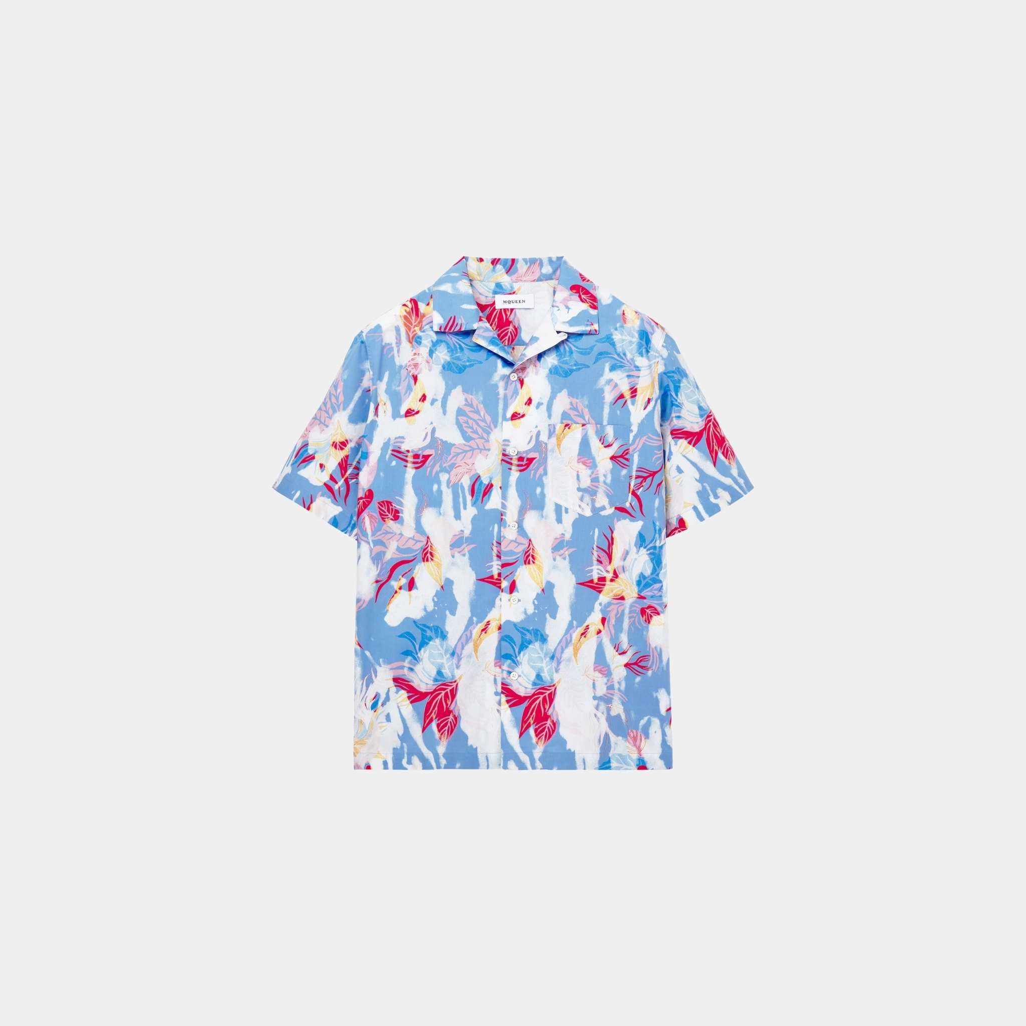Alexander McQueen Hawaiian Floral Shirt in Pale Blue, Front