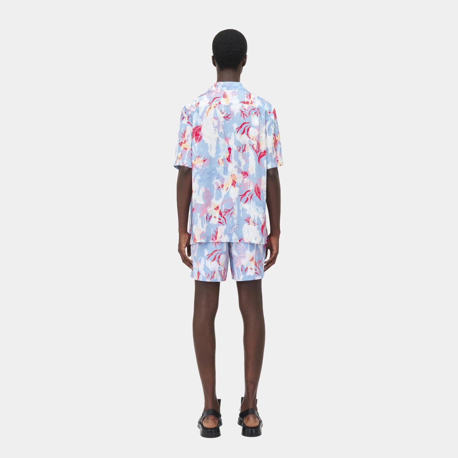 Alexander McQueen Hawaiian Floral Shirt in Pale Blue, Model