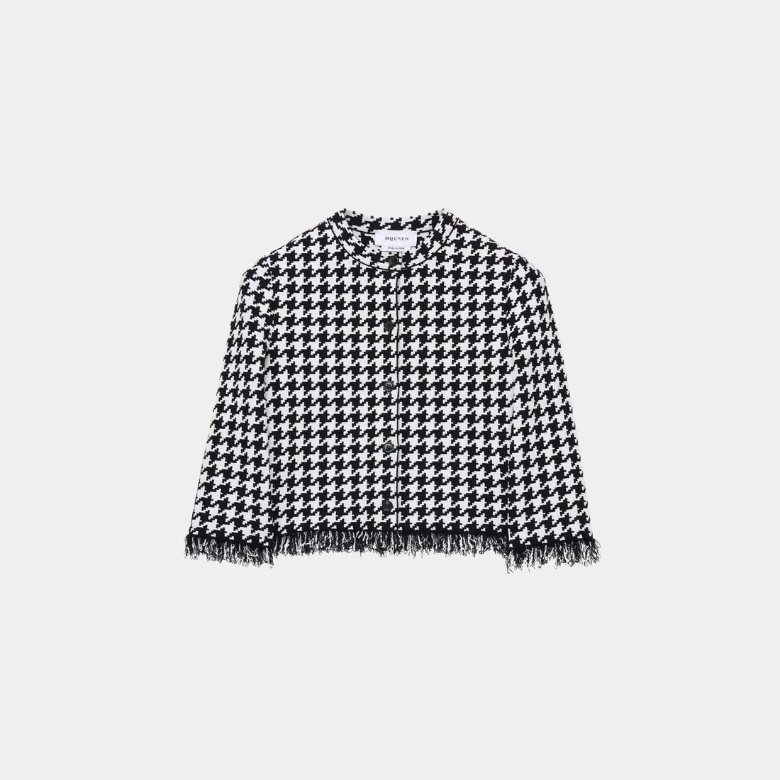 Alexander McQueen Houndstooth Cardigan in Black Ivory, Front