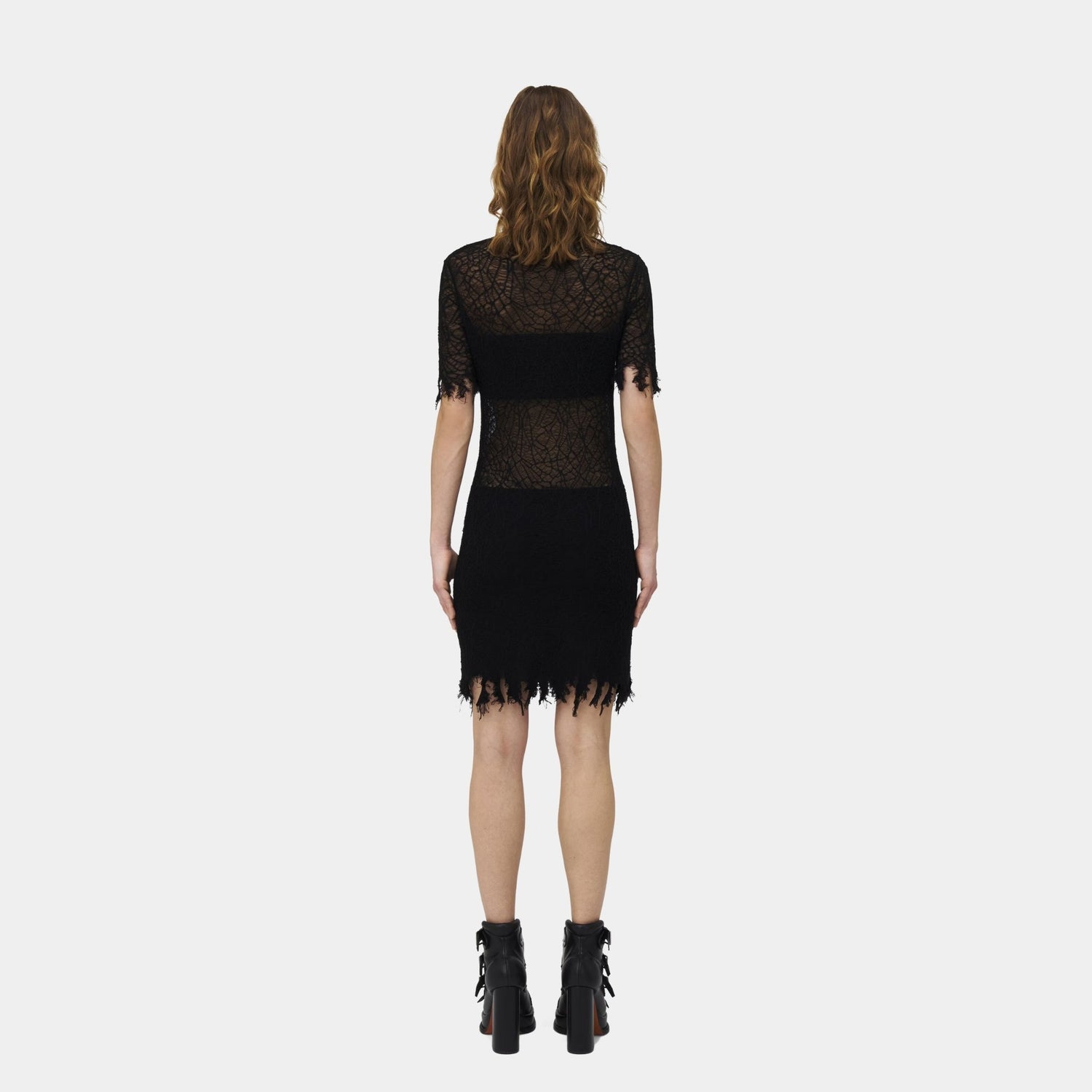 Alexander Mcqueen Lace Mini Dress in Black, Model