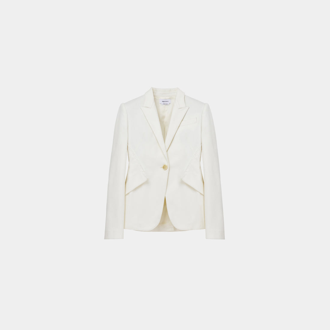 Alexander McQueen Single-Breasted Denim Jacket in Optical White, Front