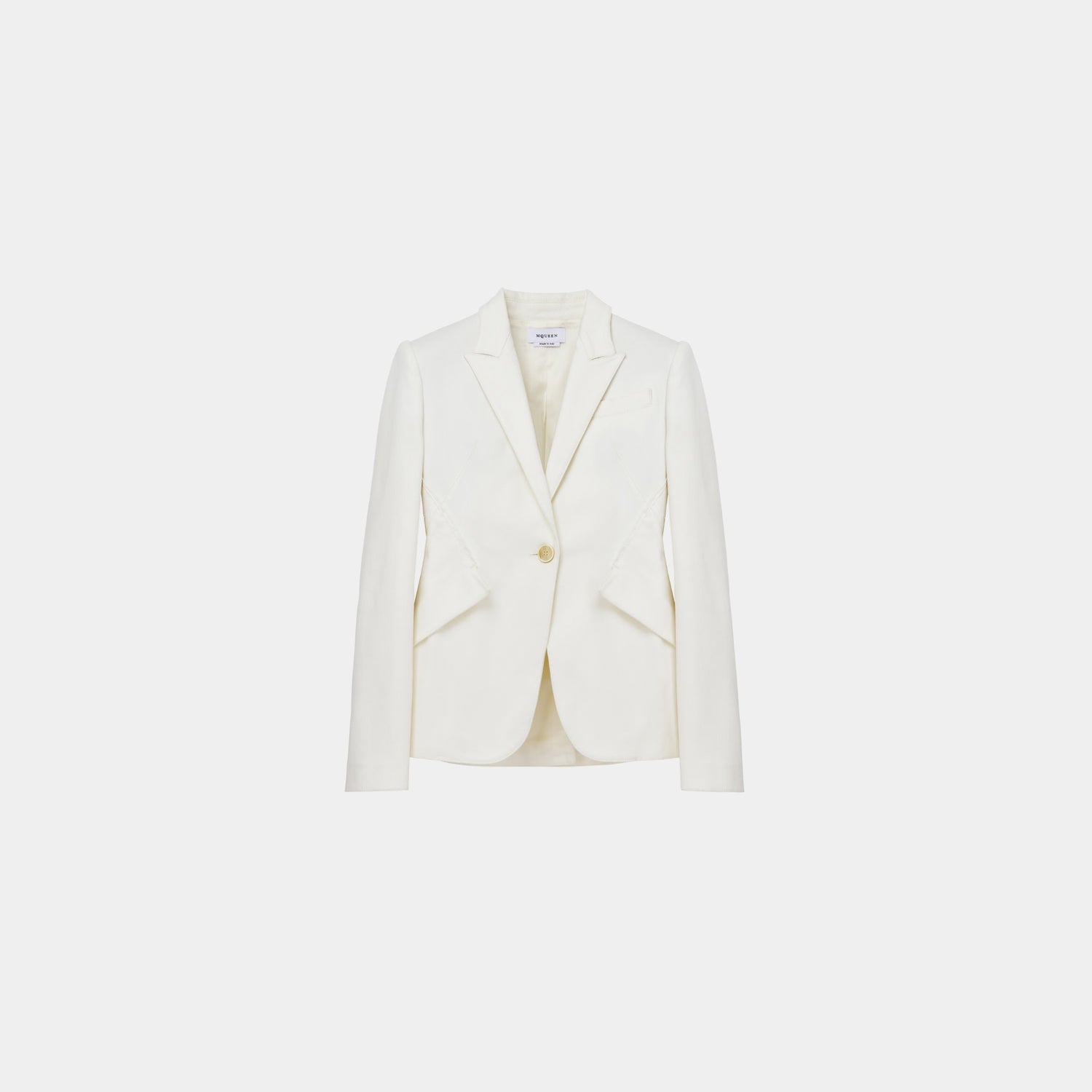 Alexander McQueen Single-Breasted Denim Jacket in Optical White, Front