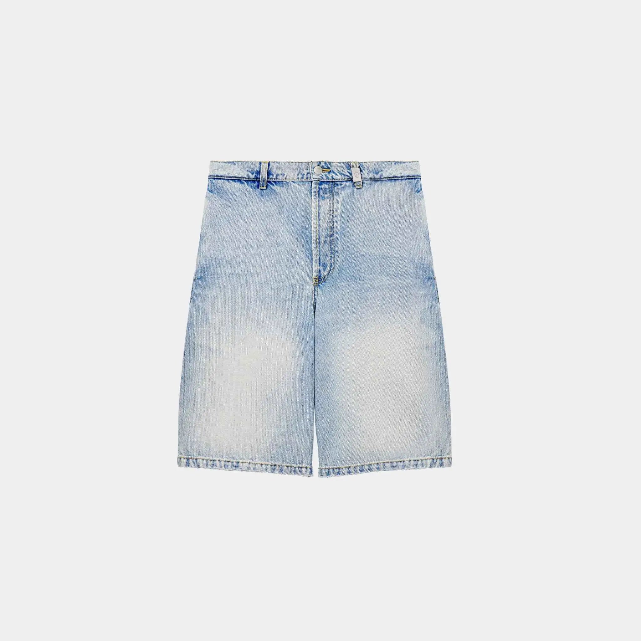 Alexander Mcqueen Stonewashed Denim Shorts, Front