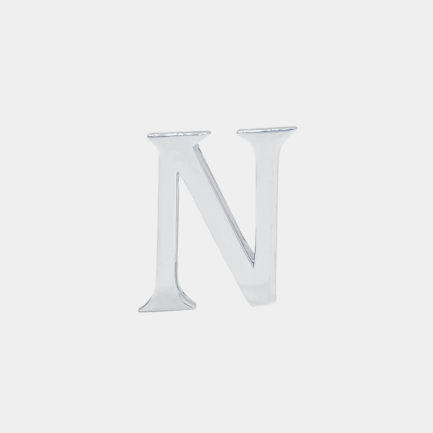 Ashna Mehta Alphabet Bag Bijoux Plain 18K White Gold, Letter N