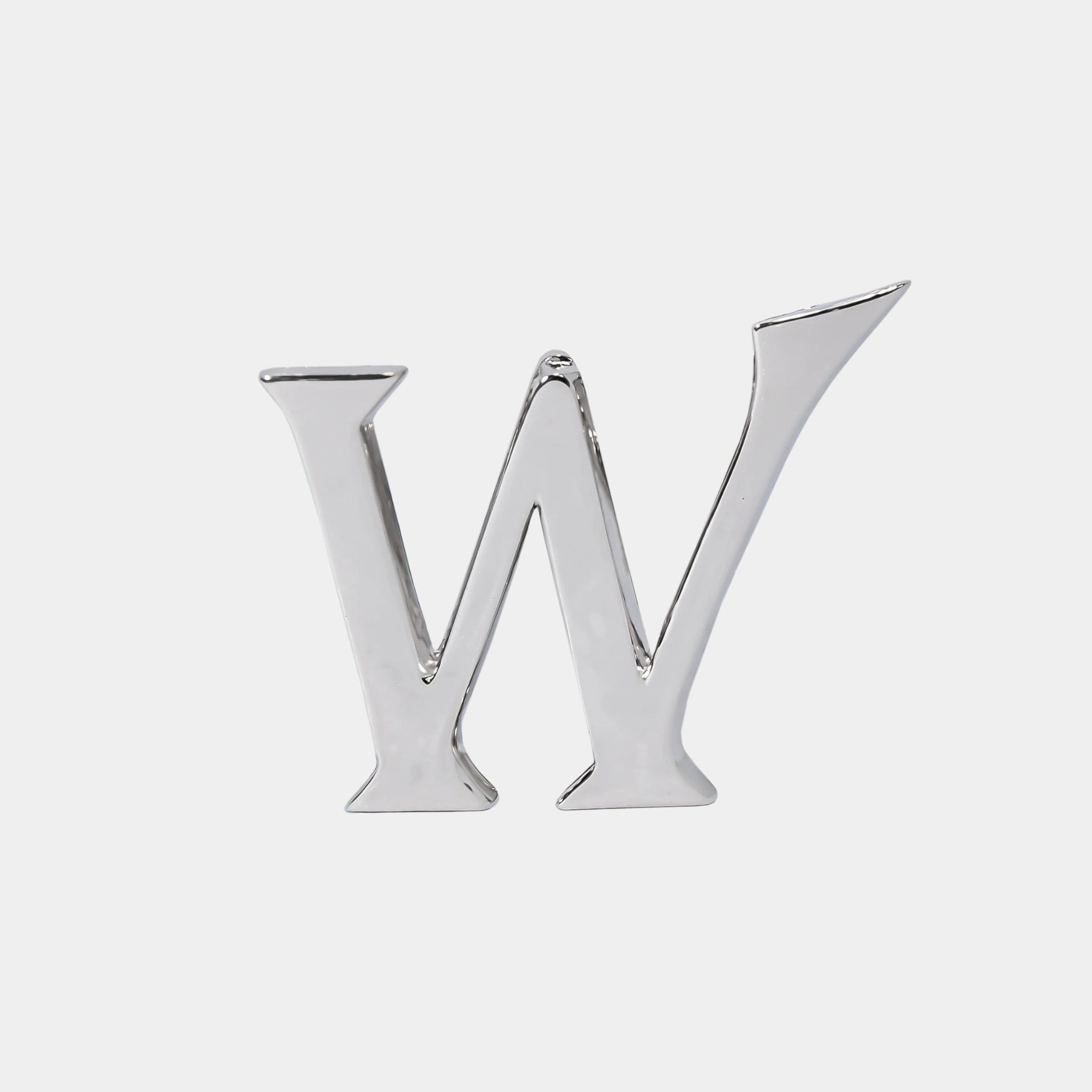 Ashna Mehta Alphabet Bag Bijoux Plain 18K White Gold, Letter W