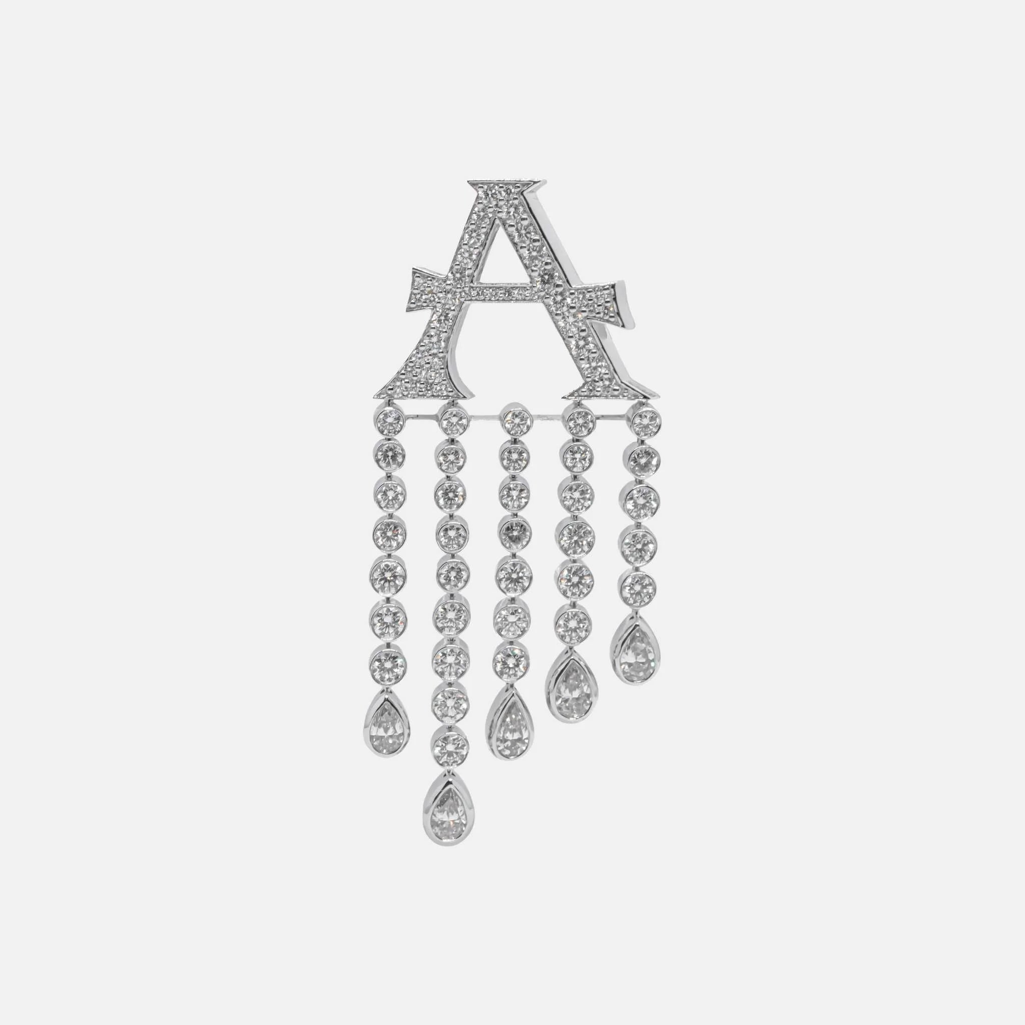Ashna Mehta Alphabet Customized Waterfall Bag Bijoux White Gold, A