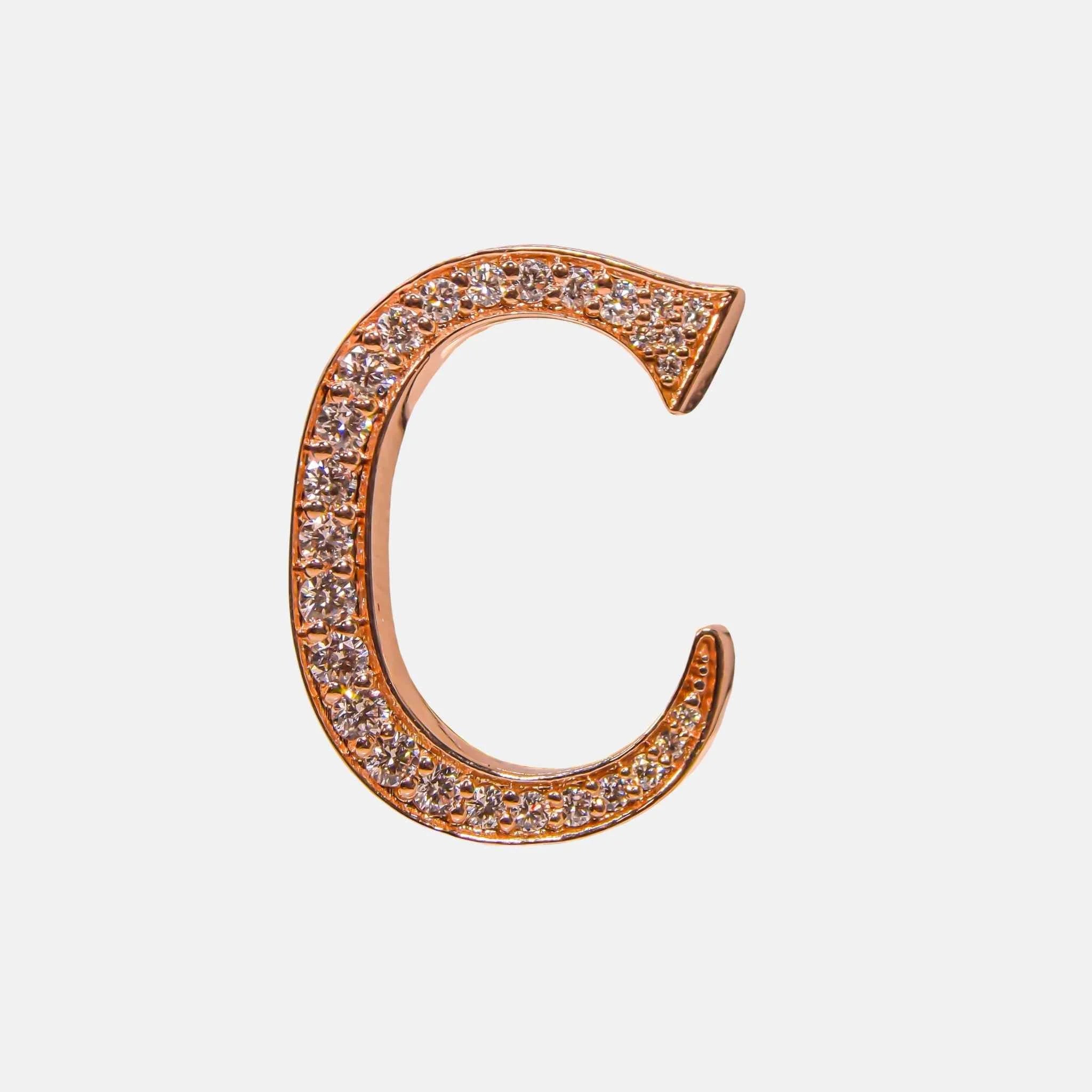 Ashna Mehta Alphabets Bag Bijoux with Natural Diamonds in Rose Gold, C