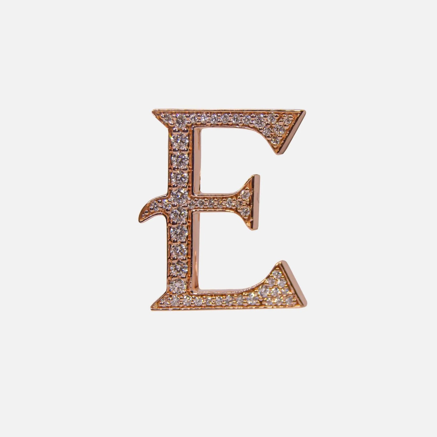 Ashna Mehta Alphabets Bag Bijoux with Natural Diamonds in Rose Gold, E