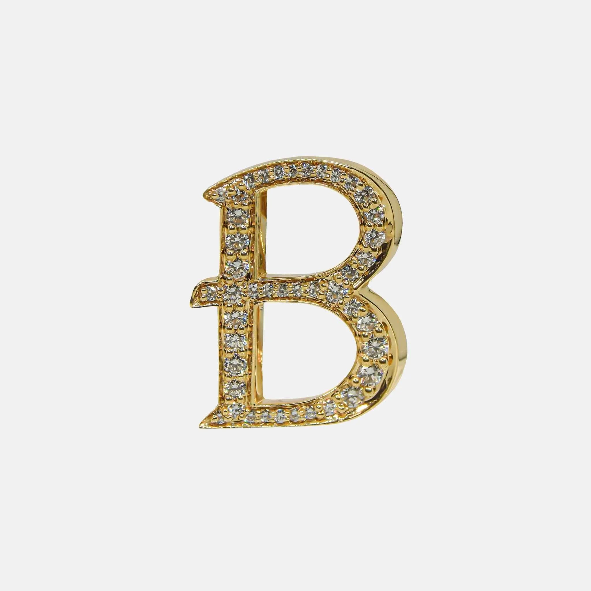 Ashna Mehta Alphabets Bag Bijoux with Natural Diamonds in Yellow Gold, B
