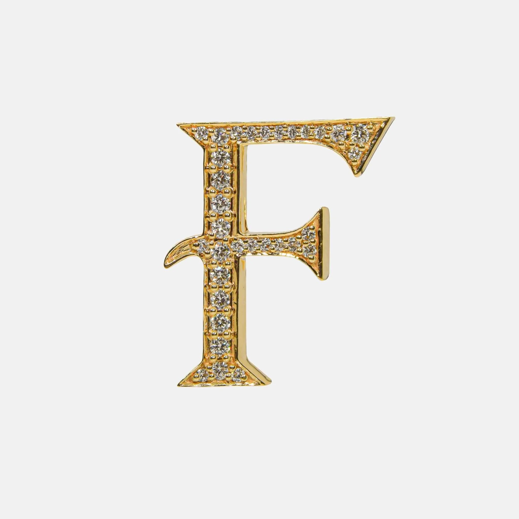 Ashna Mehta Alphabets Bag Bijoux with Natural Diamonds in Yellow Gold, F